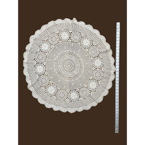 30in Crochet VINTAGE Large OVAL Artistry Table Piece Lot of 2 - Picture 1 of 3